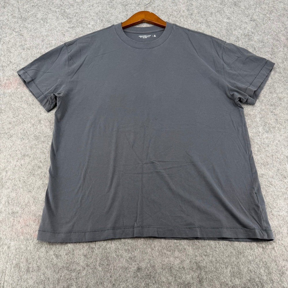 Abercrombie & Fitch Mens XL Soft A&F Essentials Relaxed T-Shirt Gray Cotton